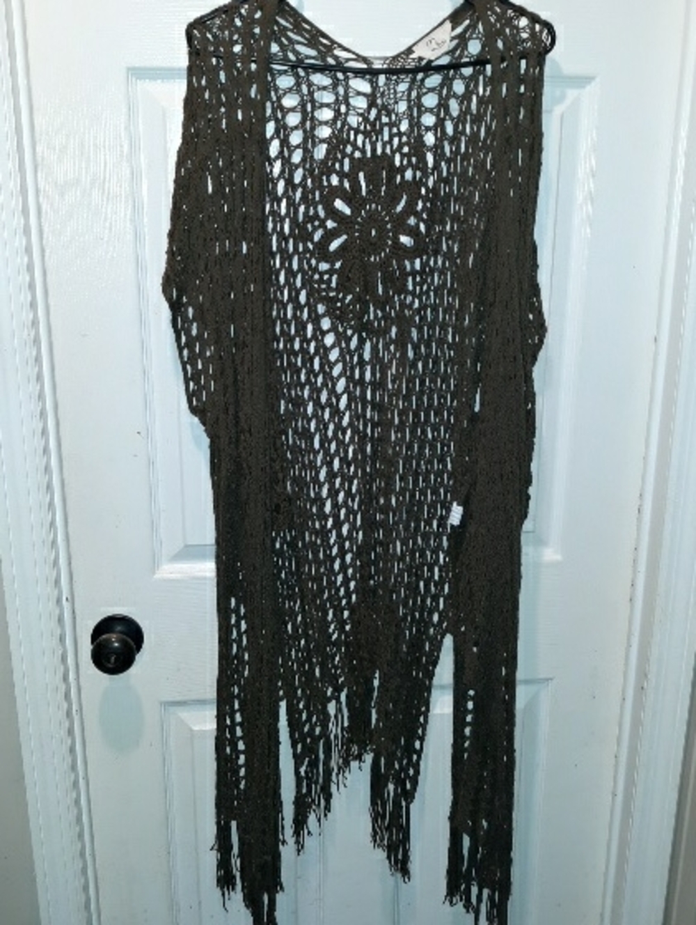 BL Love Chrochet Knit Side-Slits Tassel Shrug Cardigan